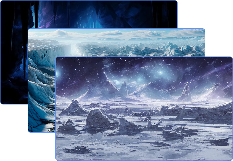 3 image stacked together showcasing a sci-fi like environment